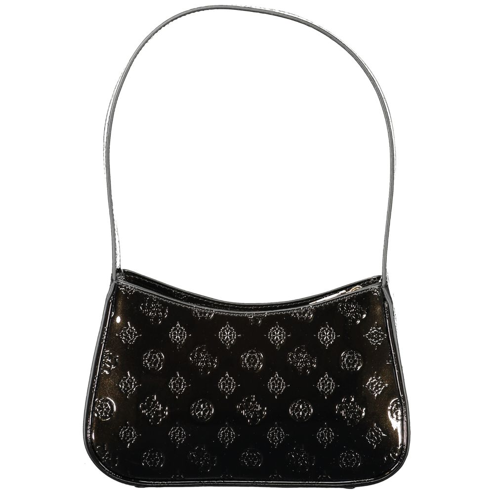 Guess Jeans Black Polyethylene Women Handbag with single shoulder handle and elegant design.