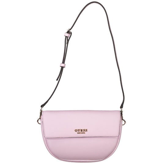 Guess Jeans Pink Polyethylene Women Handbag with adjustable strap and zip closure, perfect for fashionable and functional style.