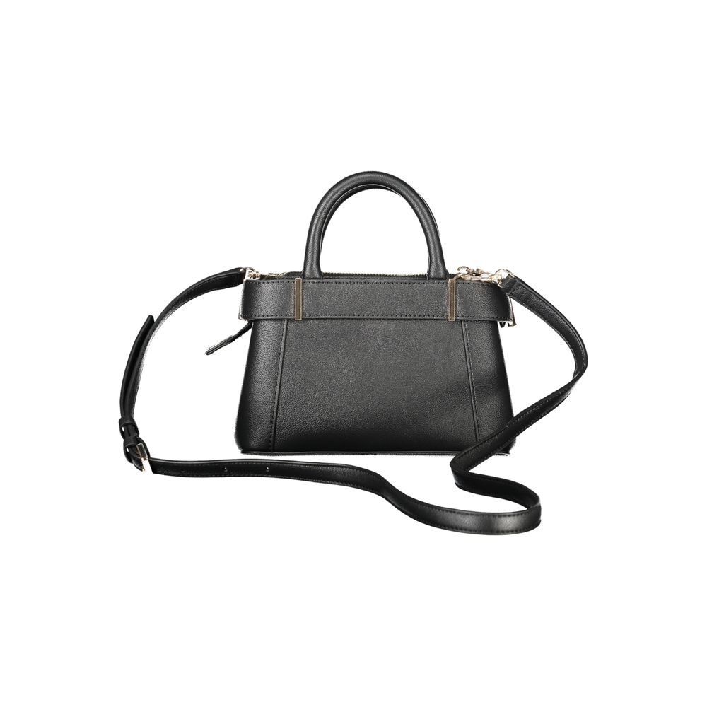Guess Jeans Black Polyethylene Women Handbag with detachable strap and sleek design.