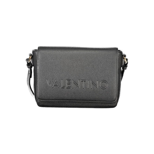 Mario Valentino Black Polyethylene Women Handbag with logo, sleek design, and sustainable material.