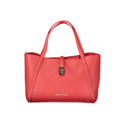 Mario Valentino Red Polyethylene Women Handbag with elegant handles and detachable shoulder strap, featuring secure swivel closure.