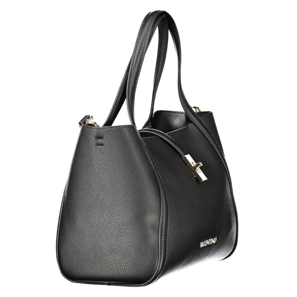 Elegant Mario Valentino Black Polyethylene Women Handbag with removable pouch and strap