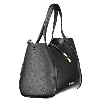 Elegant Mario Valentino Black Polyethylene Women Handbag with removable pouch and strap