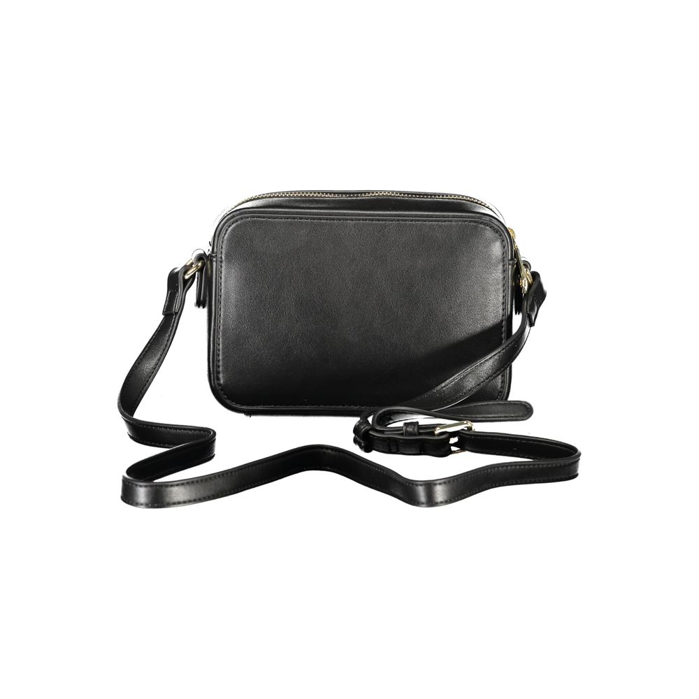 Mario Valentino Black Polyethylene Women Handbag with adjustable shoulder strap, showcasing Italian elegance and functionality for every occasion.