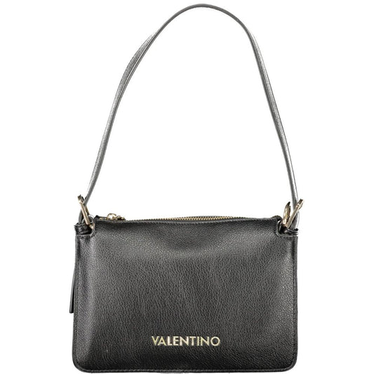 Mario Valentino Black Polyethylene Women Handbag with adjustable shoulder handle and gold logo