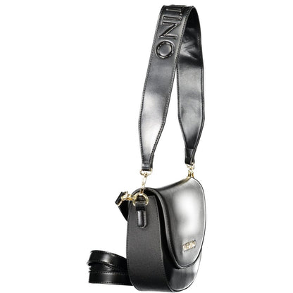 Mario Valentino Black Polyethylene Women Handbag with adjustable strap and removable handle for versatile use and chic style.