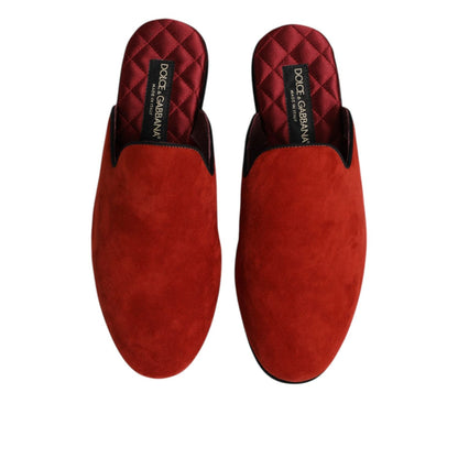 Dolce & Gabbana Orange Suede Slides Flat Slipper Shoes