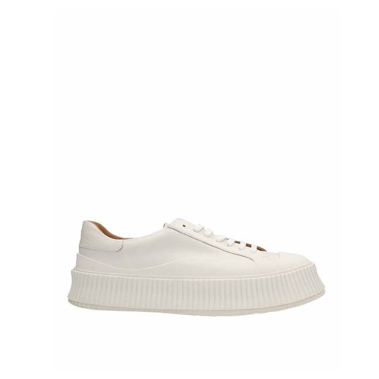Jil Sander White Calfskin Platform Sneakers