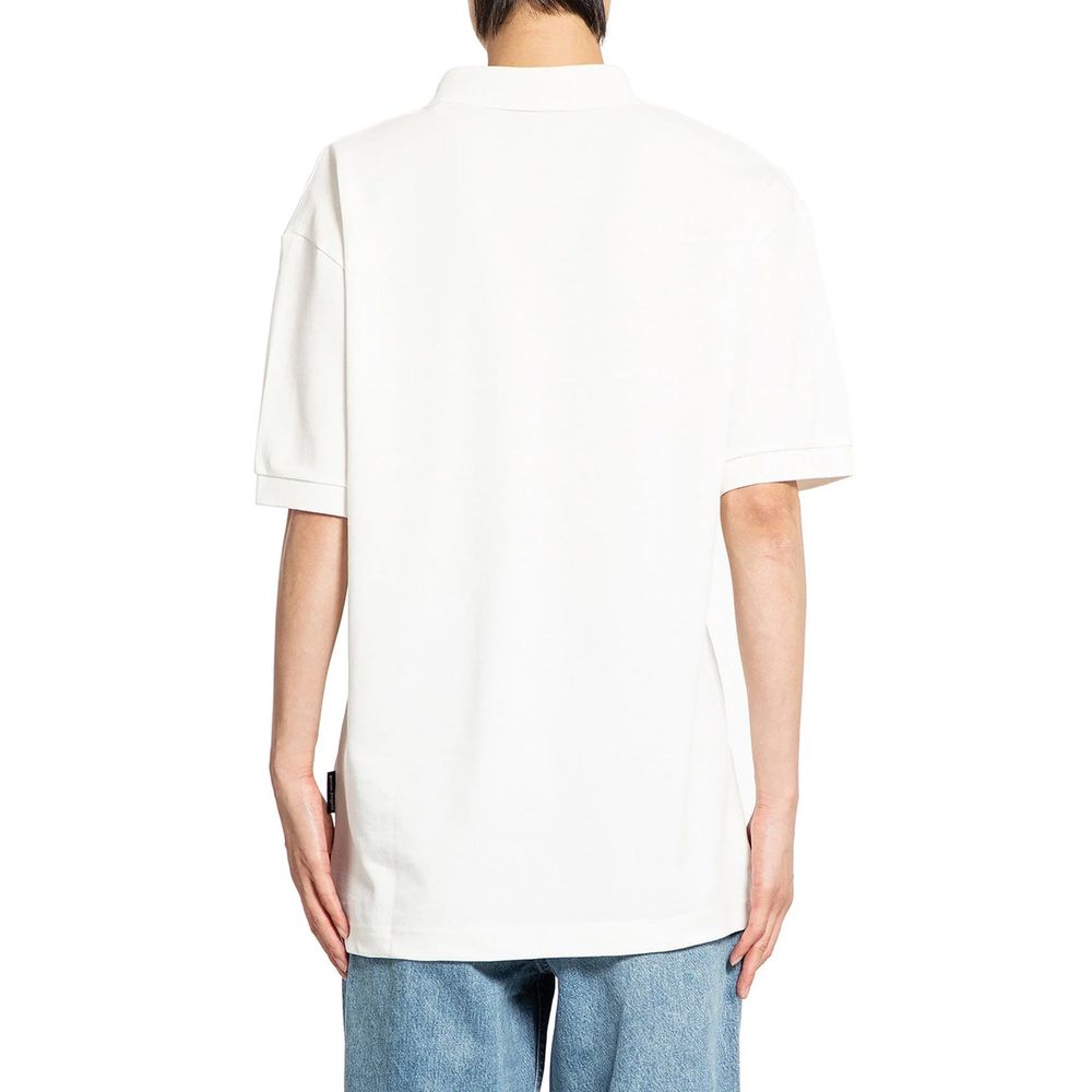 Palm Angels White Cotton Polo Shirt