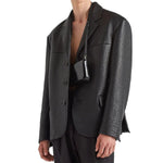 Prada Single-Breasted Leather Jacket PR-8735547031764-IT46 | S