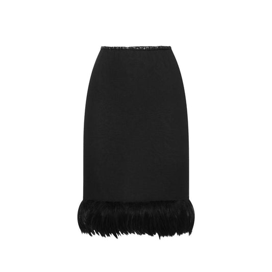 Saint Laurent Feathers Trim Silk Skirt SA-8736562970836-42