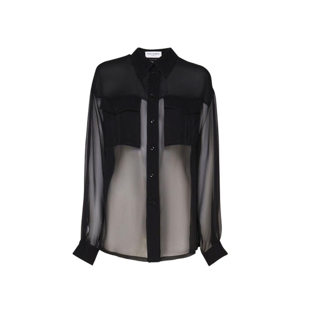 Saint Laurent Silk Crepe Muslin Shirt SA-8735575408852-42