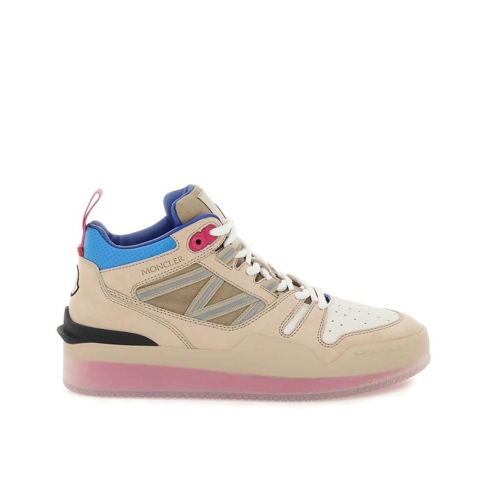 Moncler Beige Leather Platform Sneakers