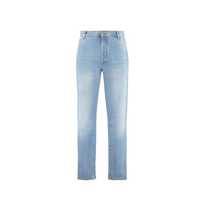 Balmain Blue Cotton Cropped Jeans