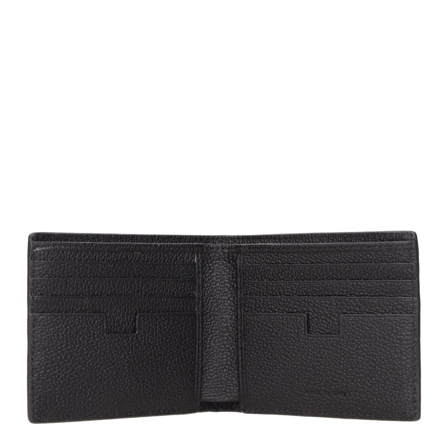 Testoni Black Leather Wallet with front logo, 8 card holders, 3 compartments, casual style, MPN WUO00398035P18, open view.