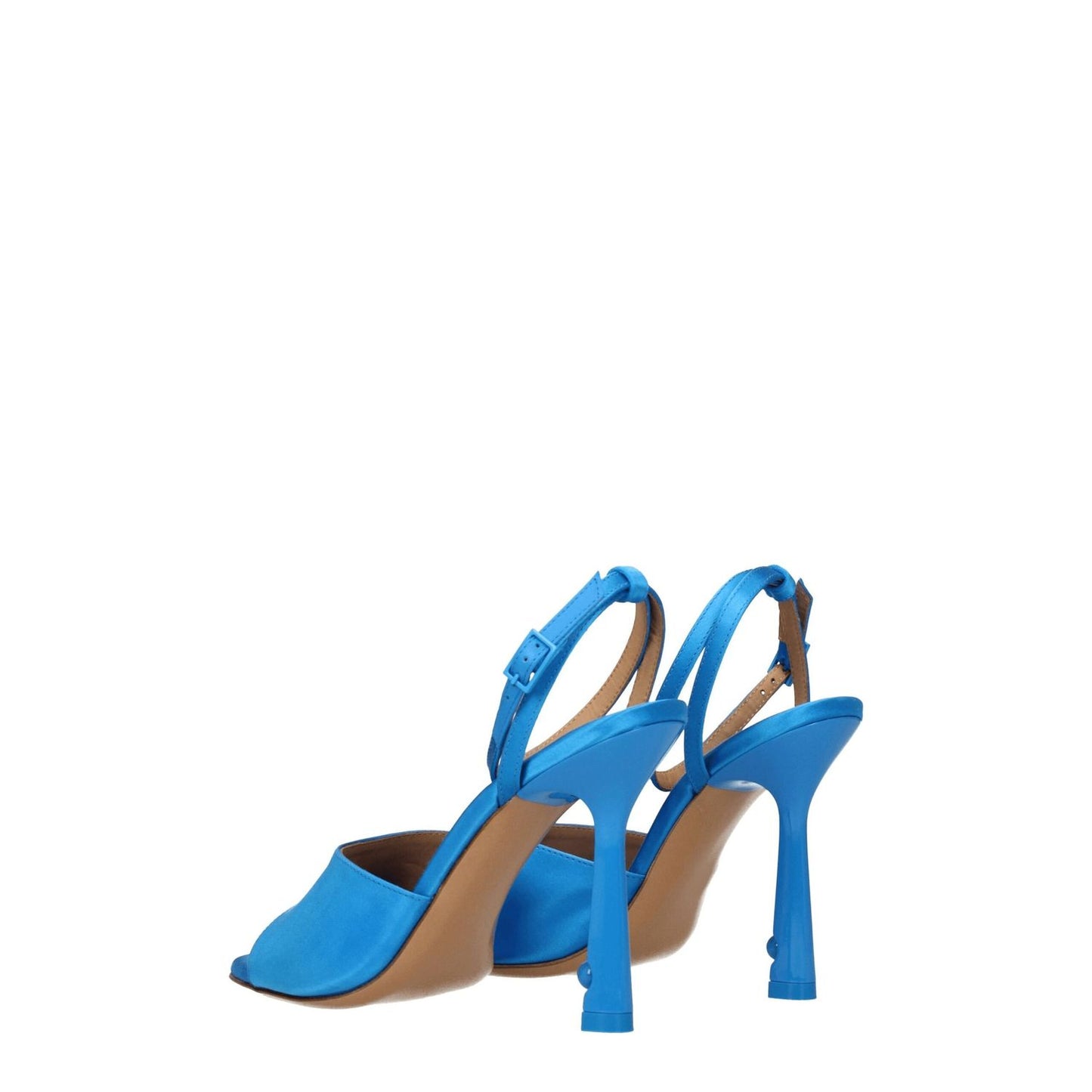 Off-White Blue Satin Stiletto Heel Sandals