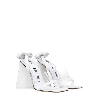 The Attico White Leather Stiletto Heel Sandals with open toe, self-tie closure, and 11.5 cm high heel, perfect for casual style.