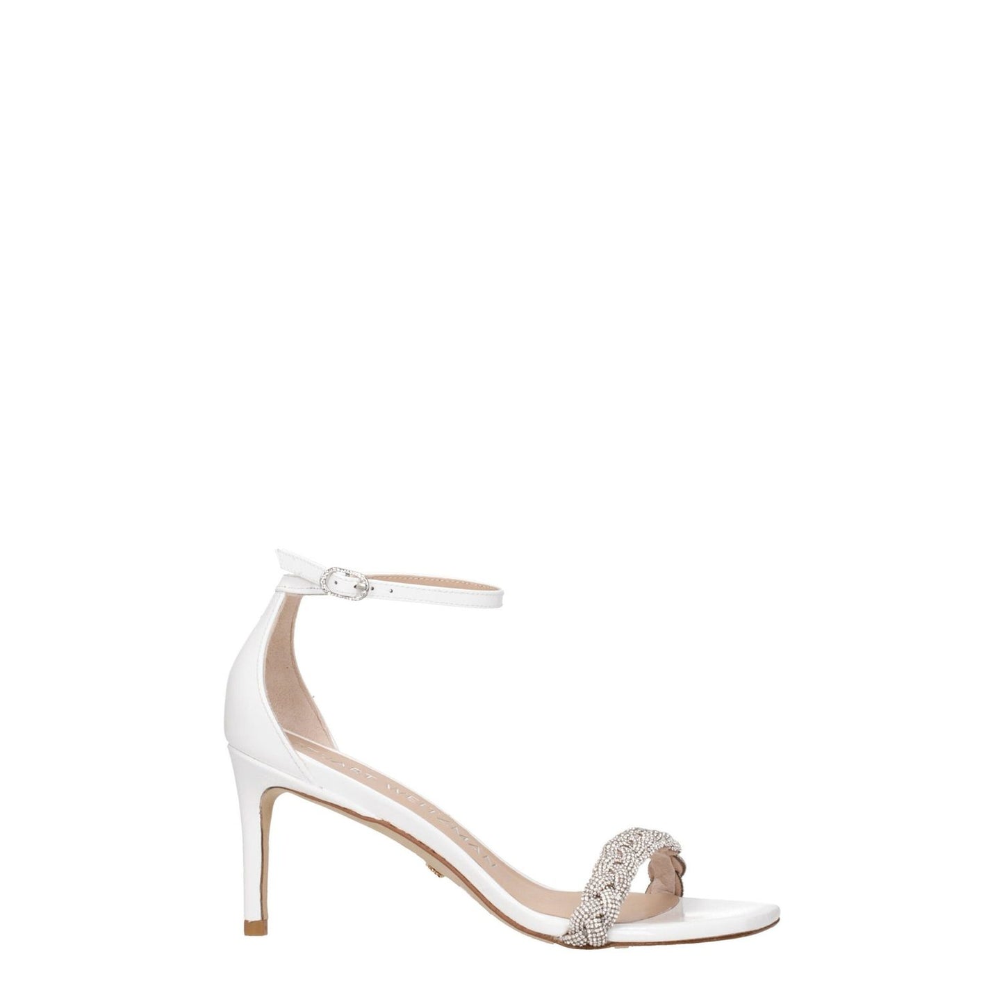 Stuart Weitzman White Leather Stiletto Heel Sandals