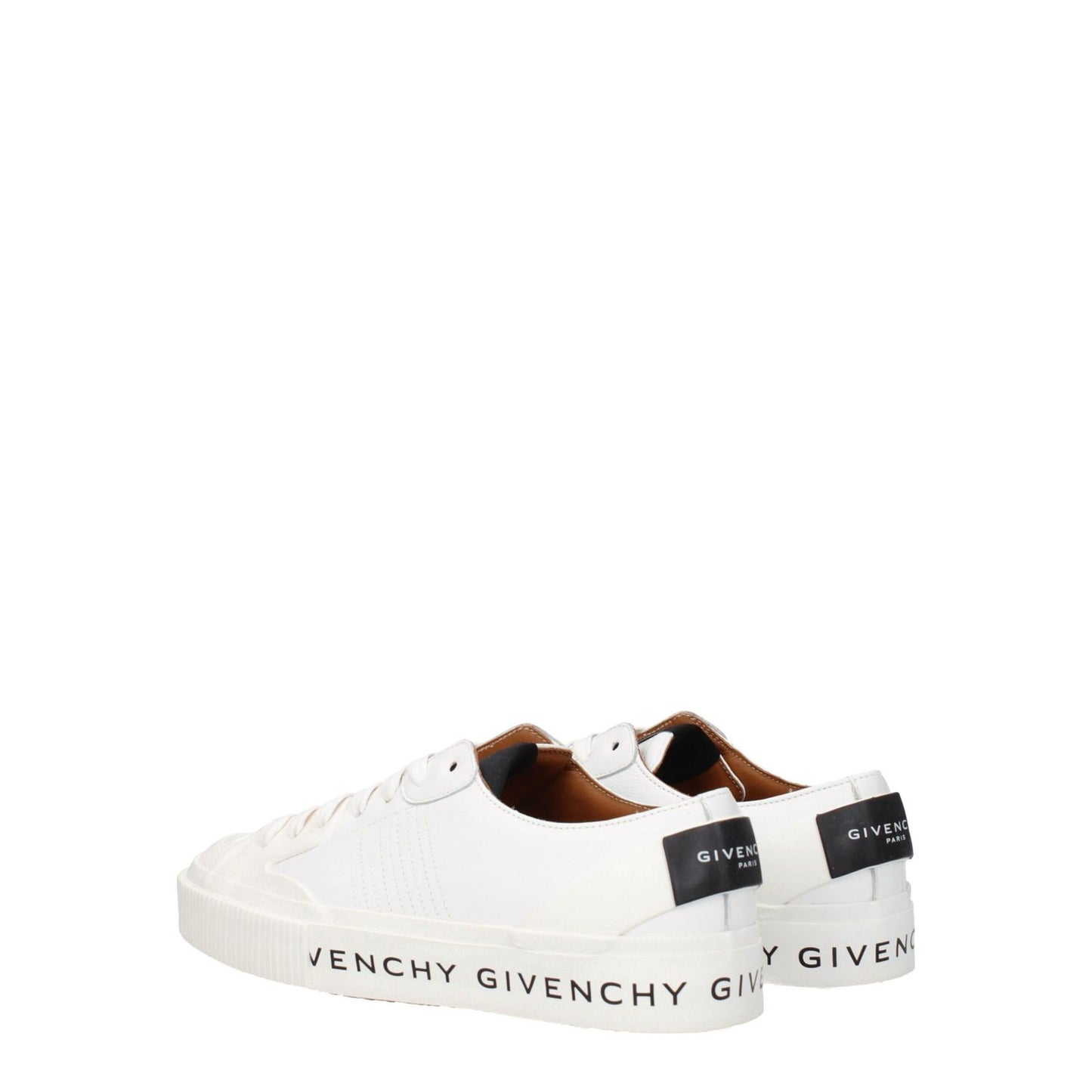 Givenchy White Leather Low Top Sneakers with logos, rubber sole, lace-up closure, and optic white color. MPN BE000TE0GA100.