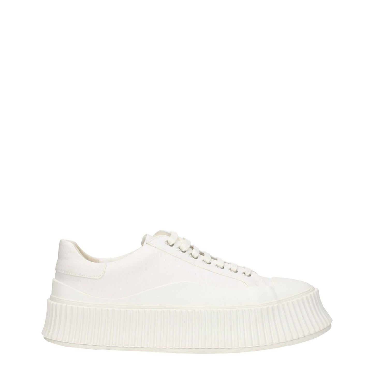 Jil Sander White Fabric Platform Sneakers