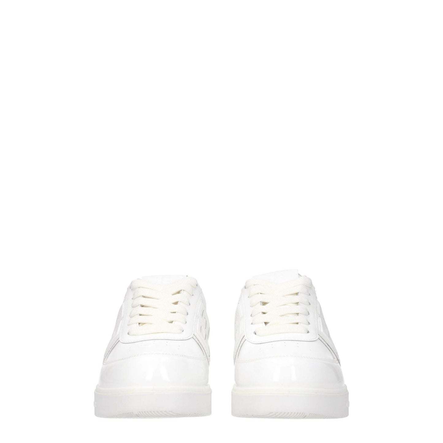 Givenchy White Leather Low Top Sneakers with front, side, and back logos, lace-up closure, rubber sole, round toe, low flat heel.