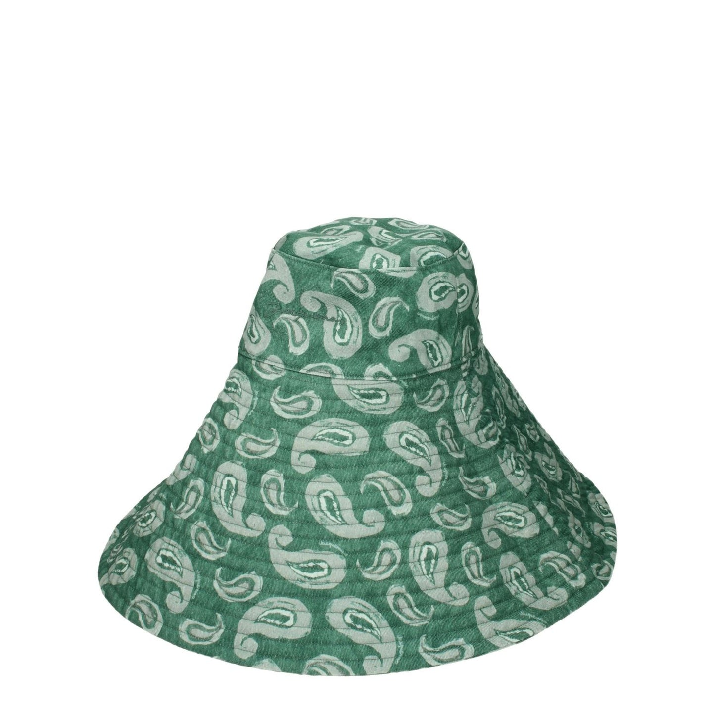 Jacquemus Green Cotton Sunhat with varied print and side logo, featuring vintage style, MPN 235AC47413845CQ