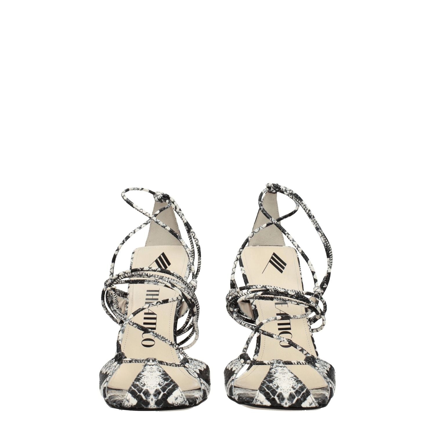 The Attico White Leather Stiletto Heel Sandals