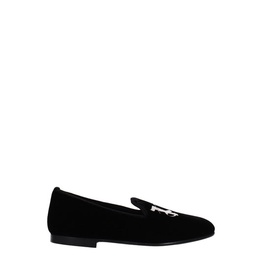 Palm Angels Black Velvet Slip-On Loafers