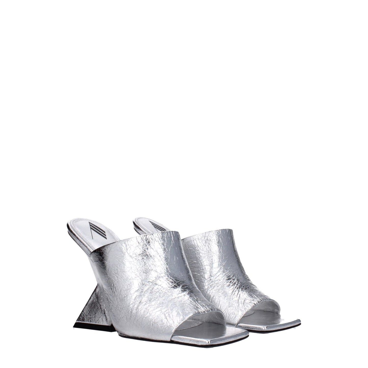 The Attico Gray Leather Platform Sandals