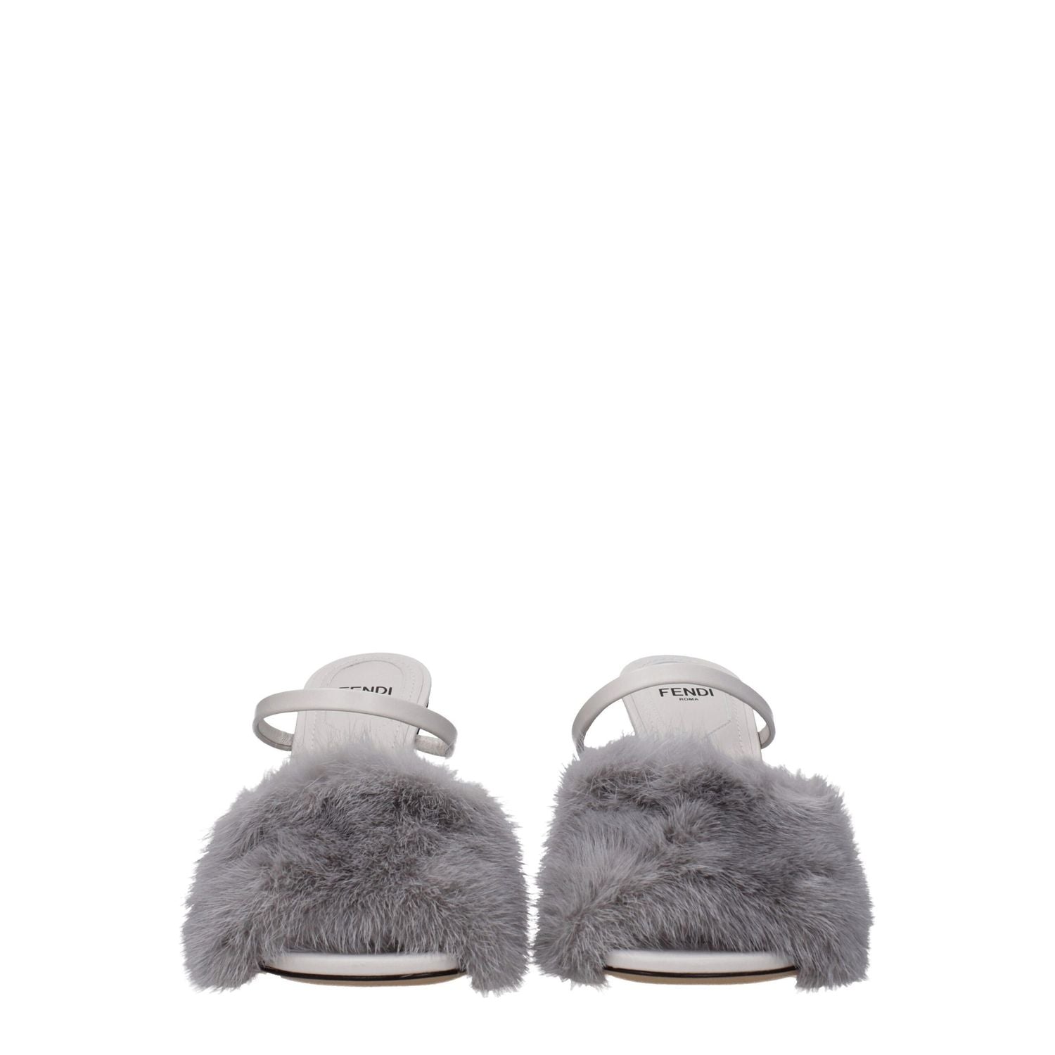 Fendi Gray Mink Slippers
