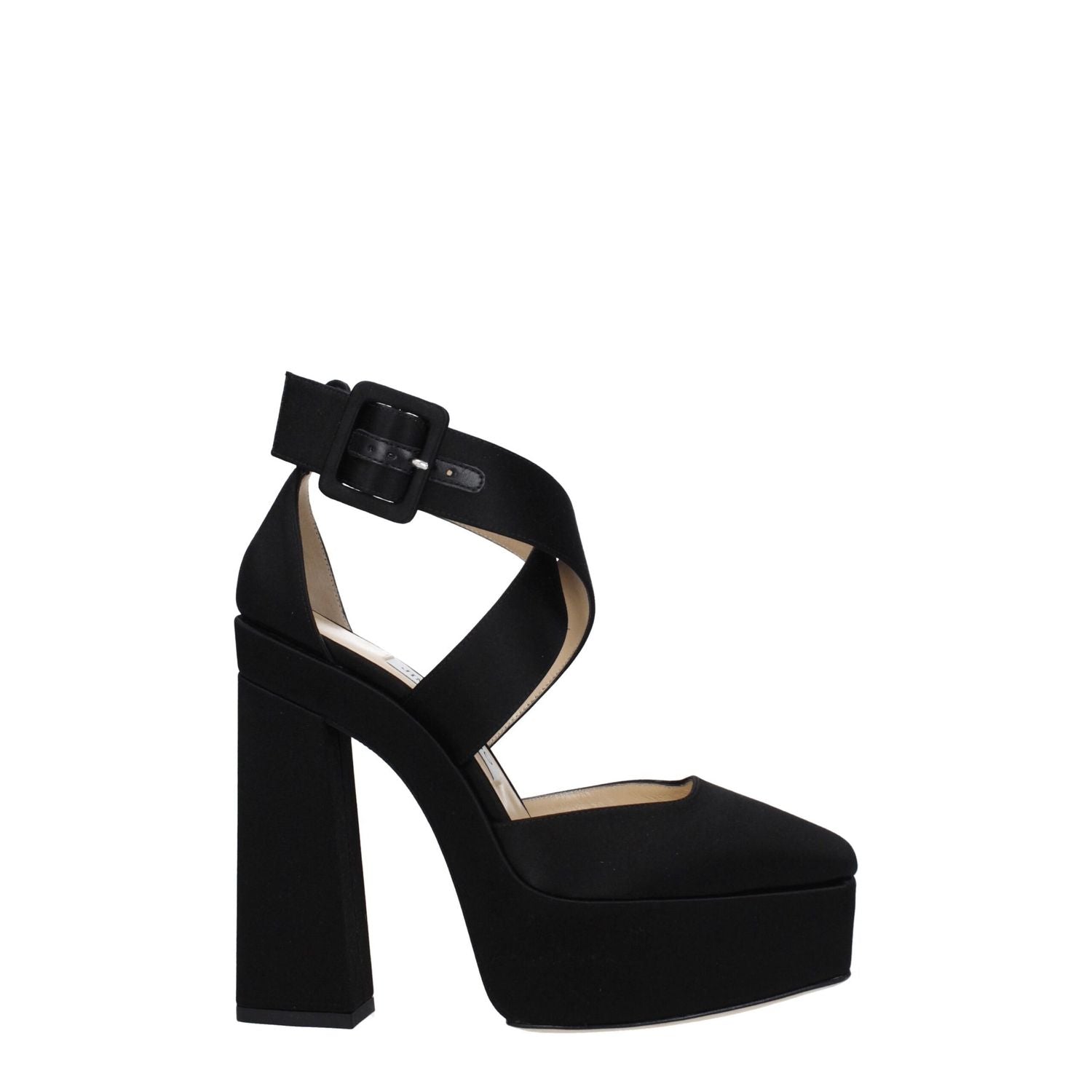 Jimmy Choo Black Satin Platform Sandals