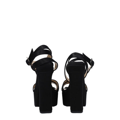 Jimmy Choo Black Satin Platform Sandals