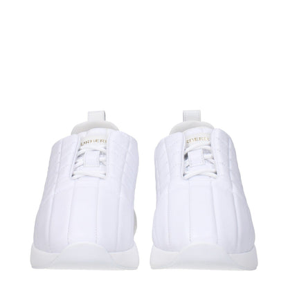 Burberry White Leather Sneakers with logos, lace-up closure, rubber sole, mid heel, casual style. MPN 8056654, code F79878.
