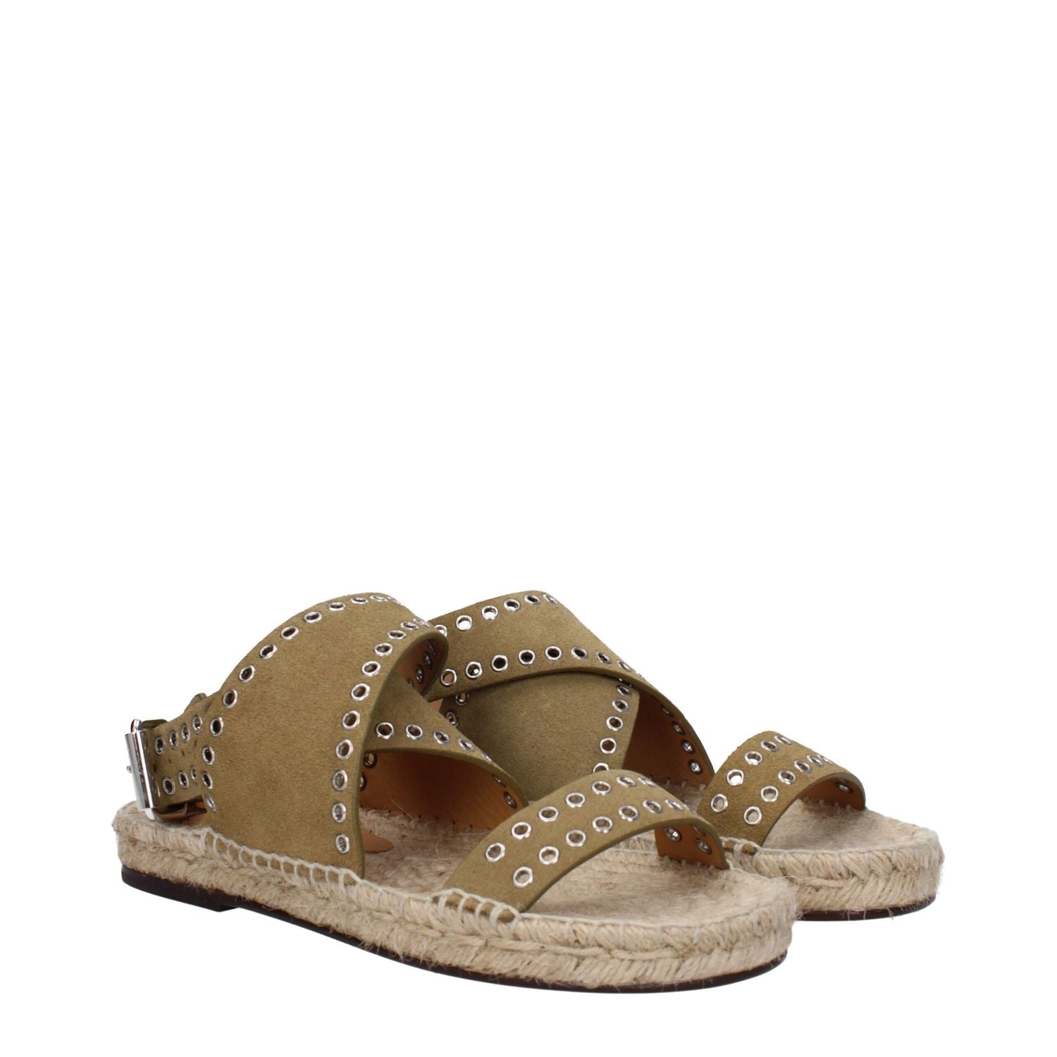 Isabel Marant Green Leather Flat Sandals