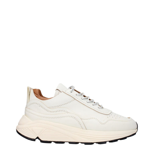 Buttero White Leather Low Top Sneakers with lace-up closure, mid heels, rubber sole, and casual style, MPN B10050ROUSUG02.