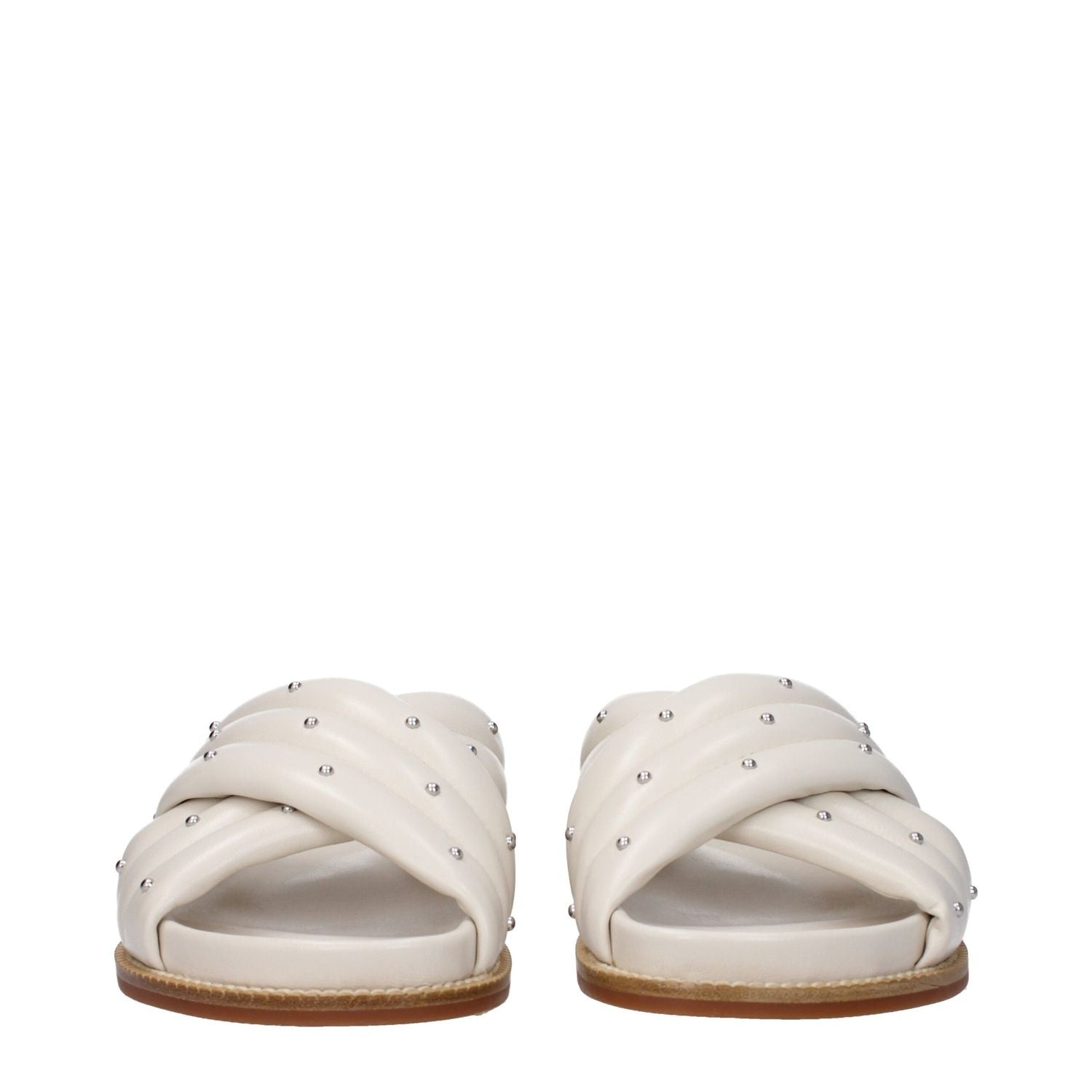 Fabiana Filippi Beige Leather Slippers