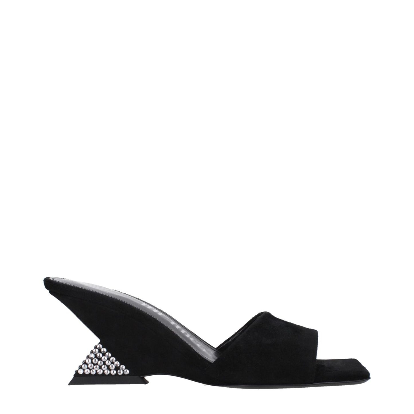 The Attico Black Leather Platform Sandals