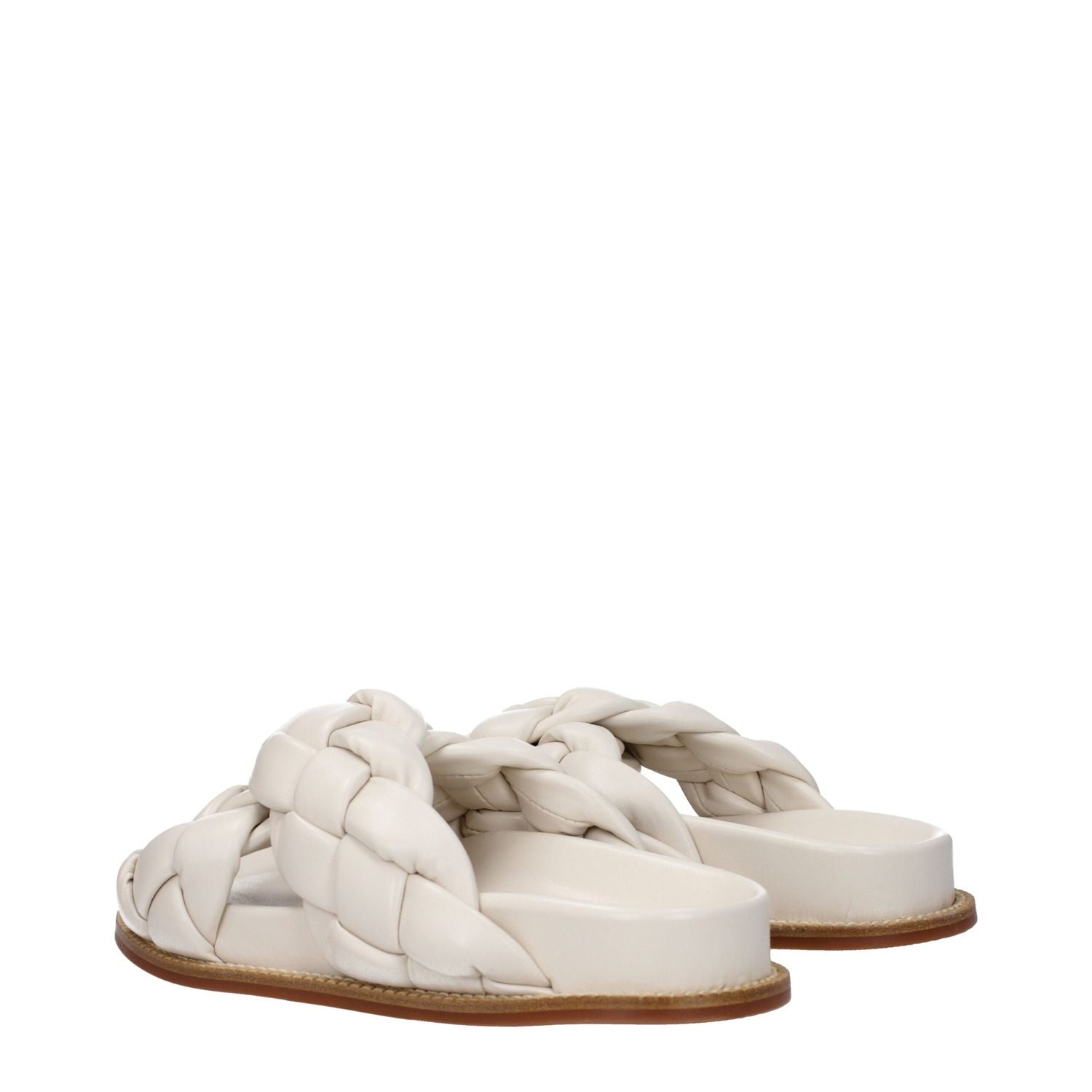 Fabiana Filippi Beige Leather Slippers