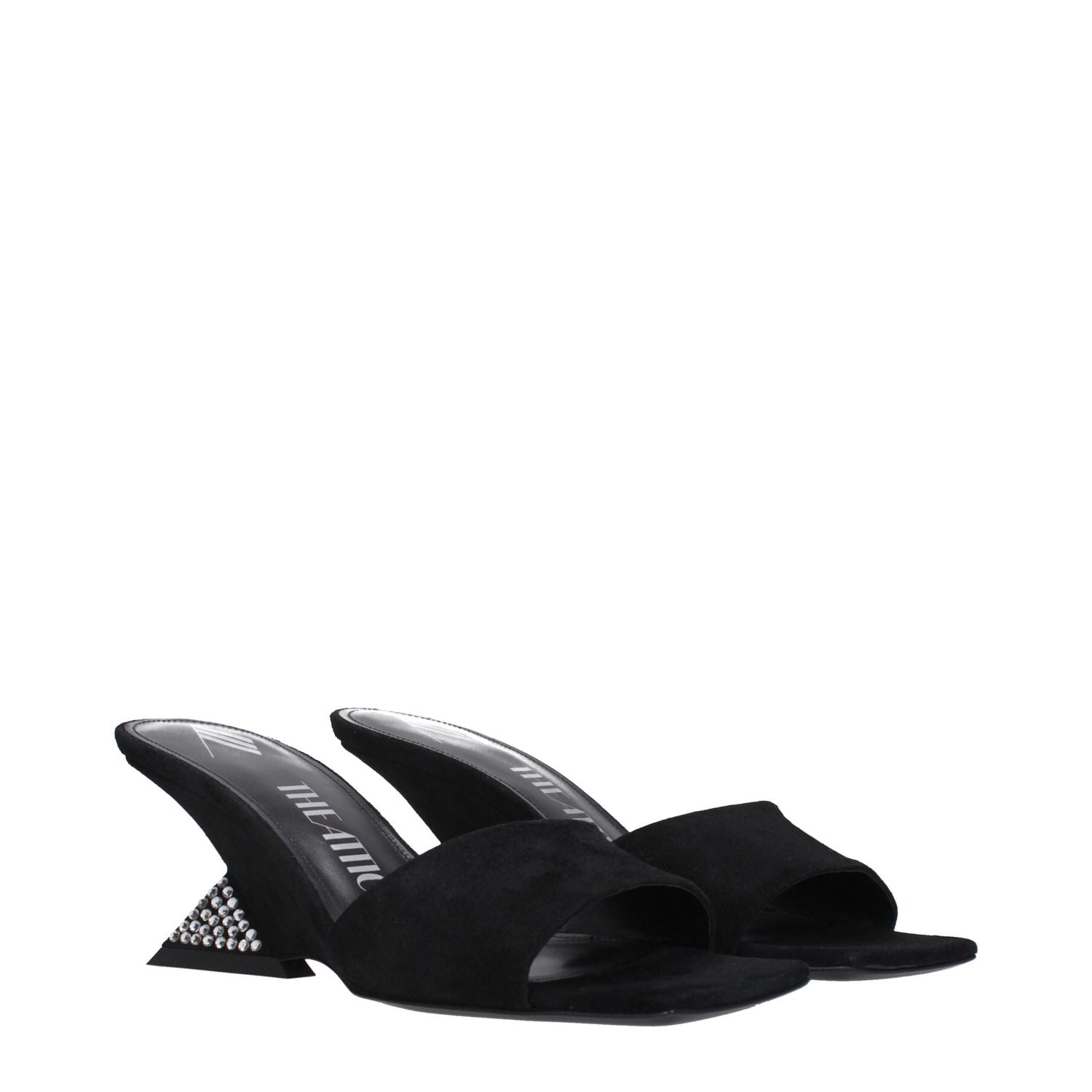 The Attico Black Leather Platform Sandals