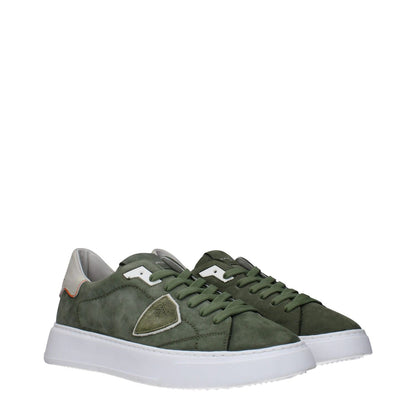 Philippe Model Green Leather Low Top Sneakers