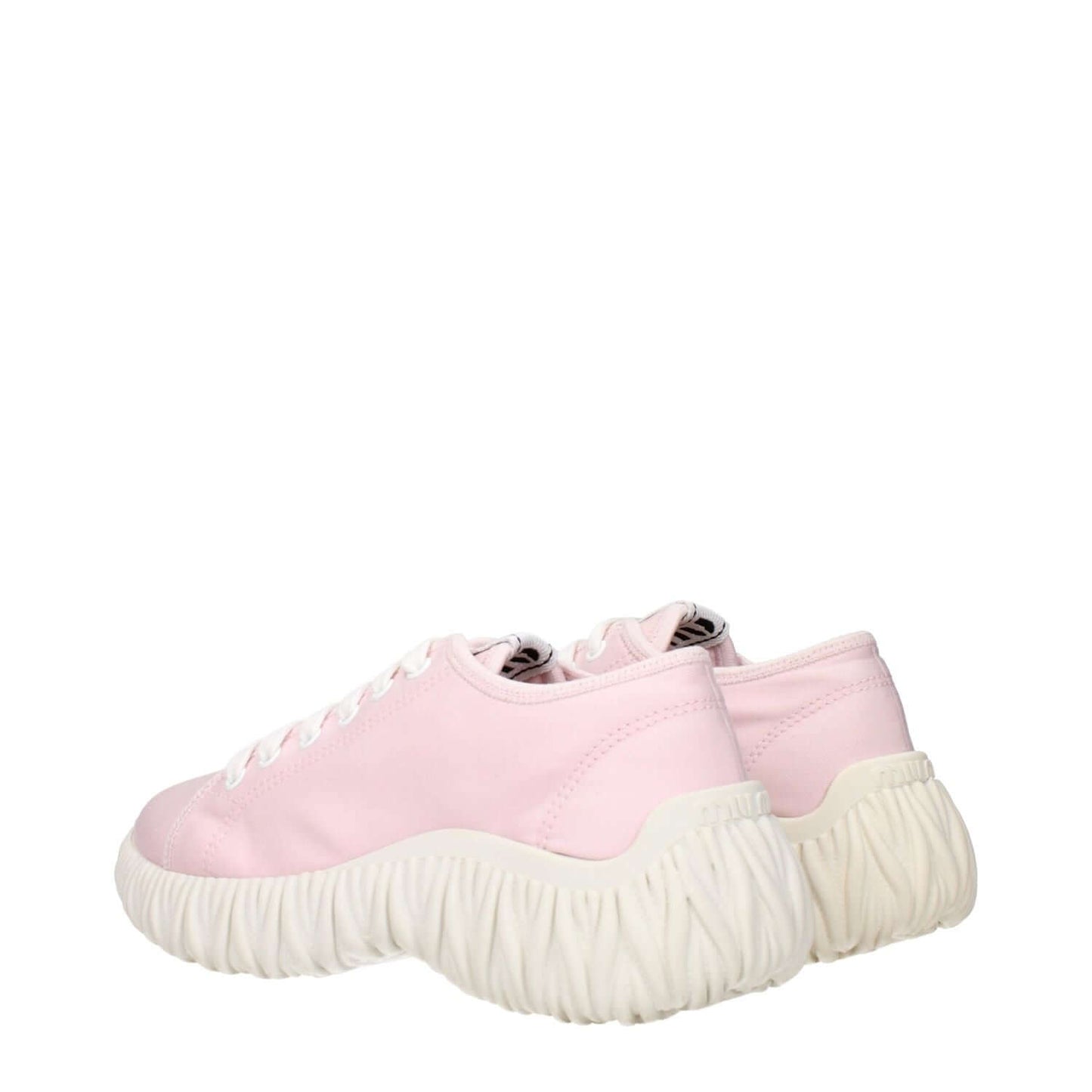 Miu Miu Pink Fabric Low Top Sneakers with front and back logo detail, MPN 5E373DGUD010F0E18, code F83678.