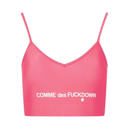 Comme Des Fuckdown Pink Polyester Tops & T-Shirt CO-13592-S