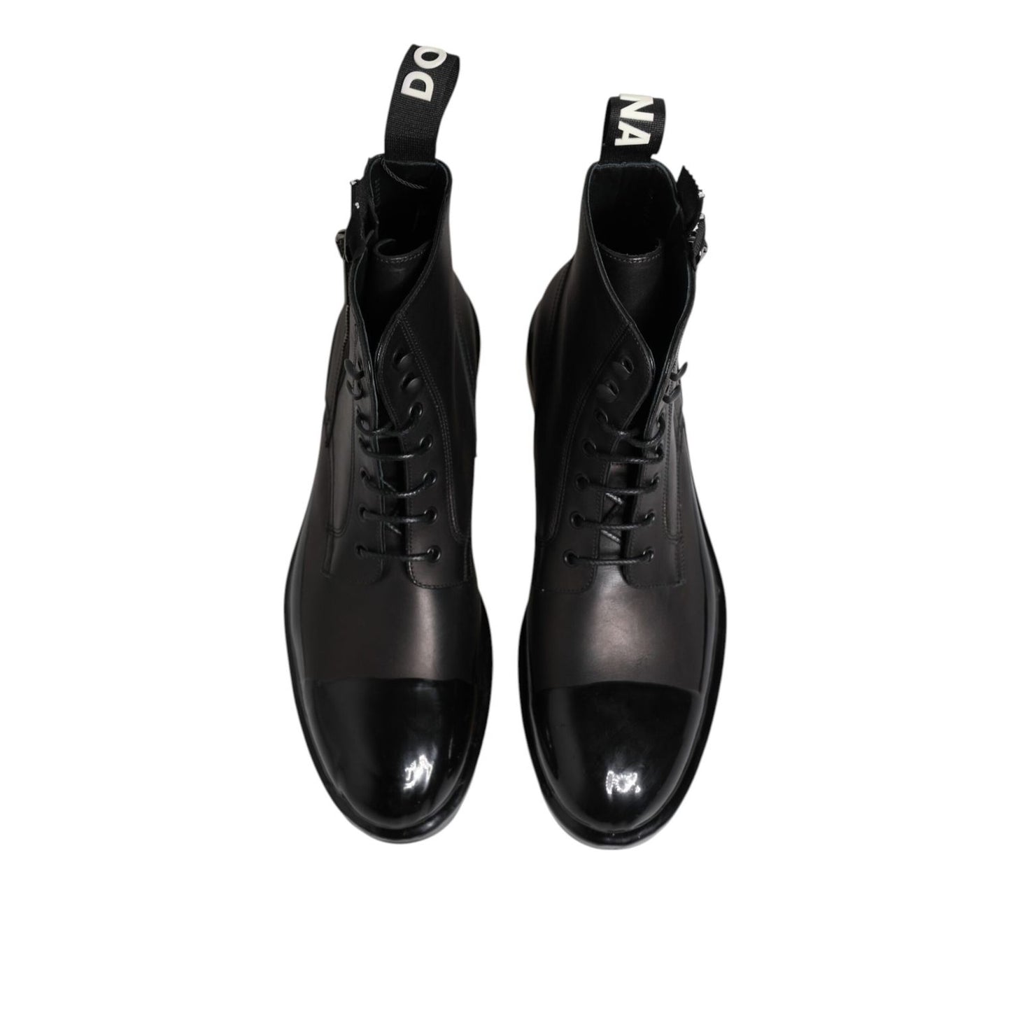 Dolce & Gabbana Brown Black Lace Up Mid Calf Men Boots Shoes