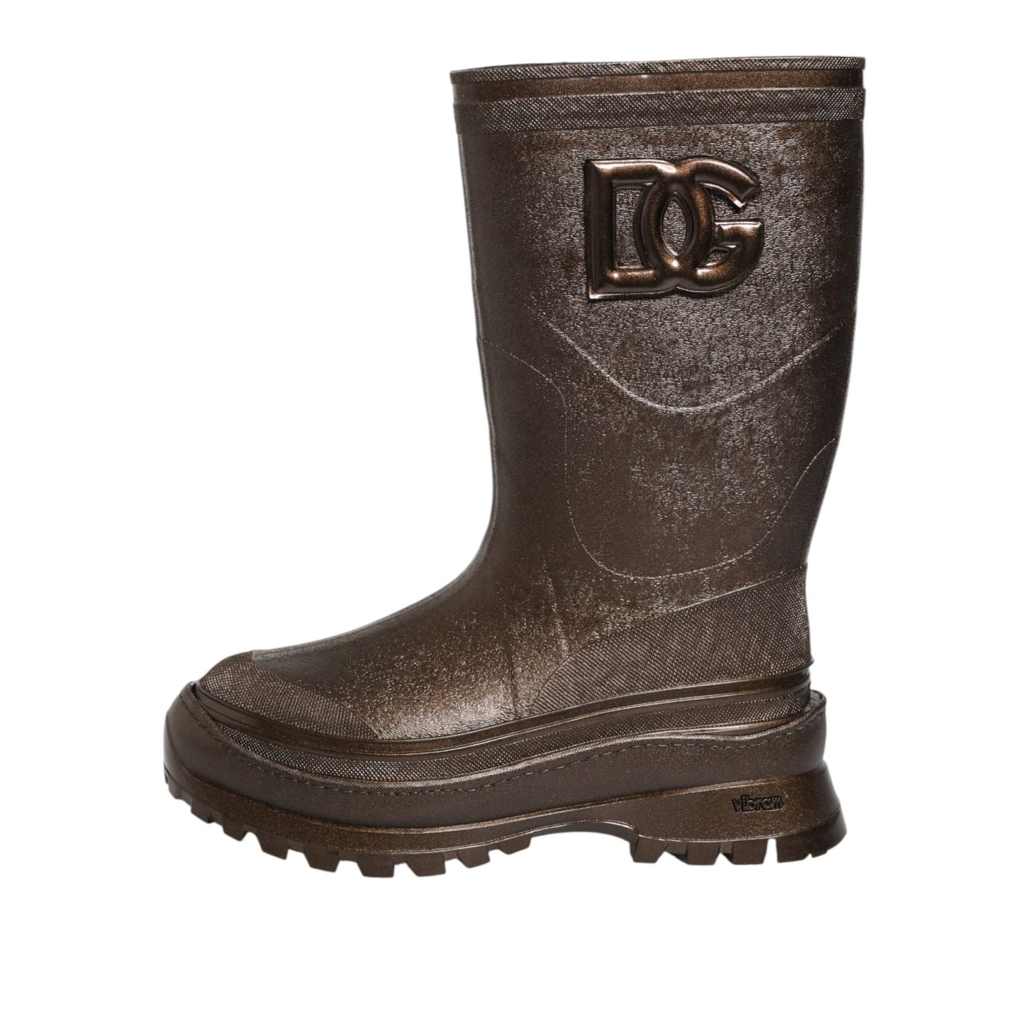Dolce & Gabbana Metallic Brown Pull On Rain Boots Shoes