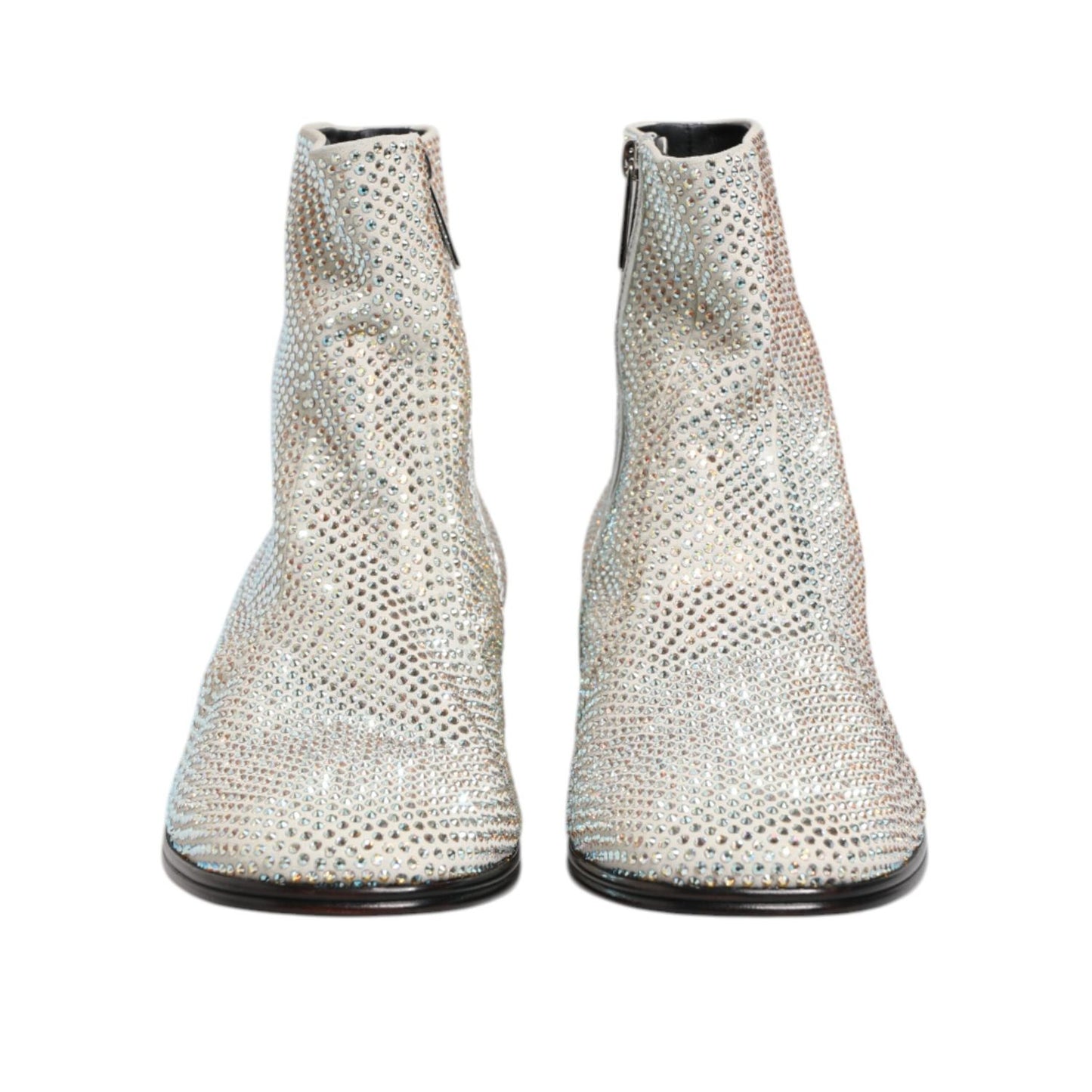 Dolce & Gabbana White Strass DG Logo Heels Ankle Boots Shoes