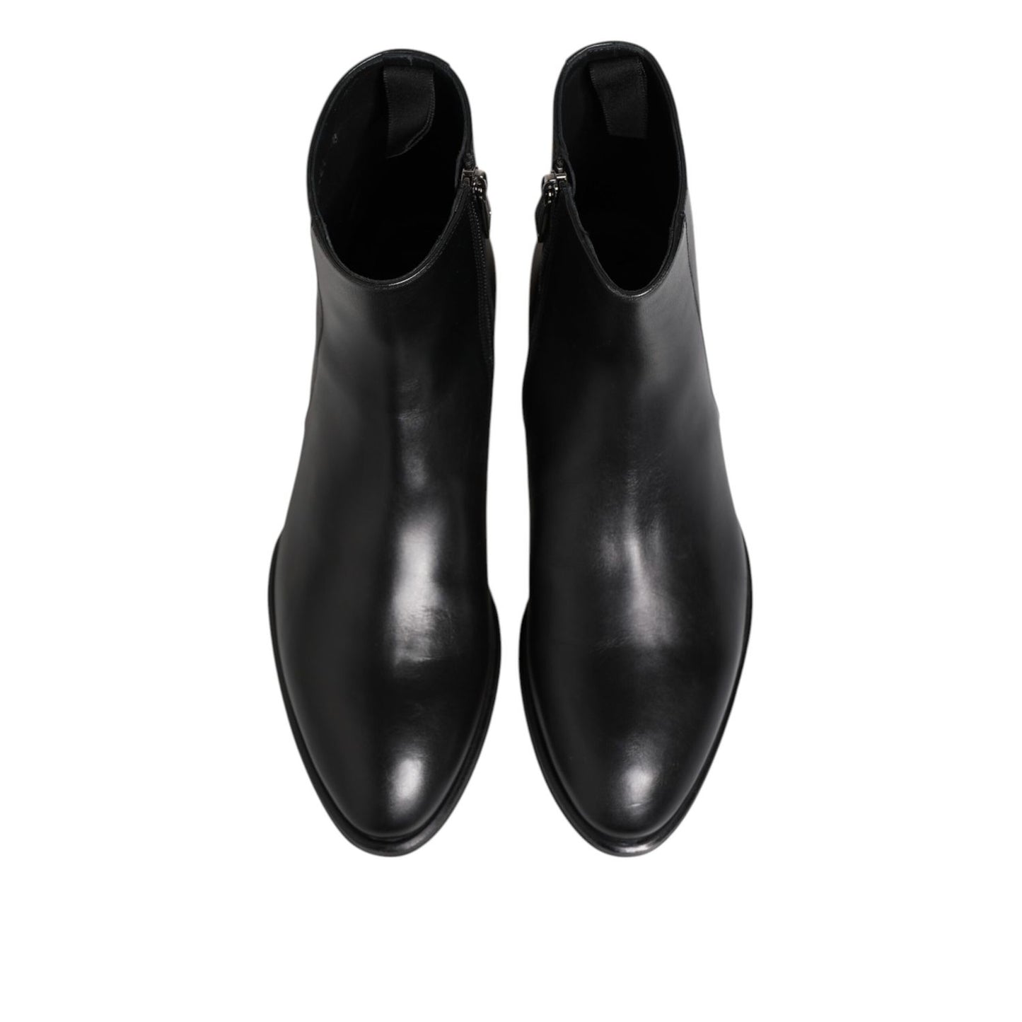 Dolce & Gabbana Black Leather Mid Calf Men Boots Shoes