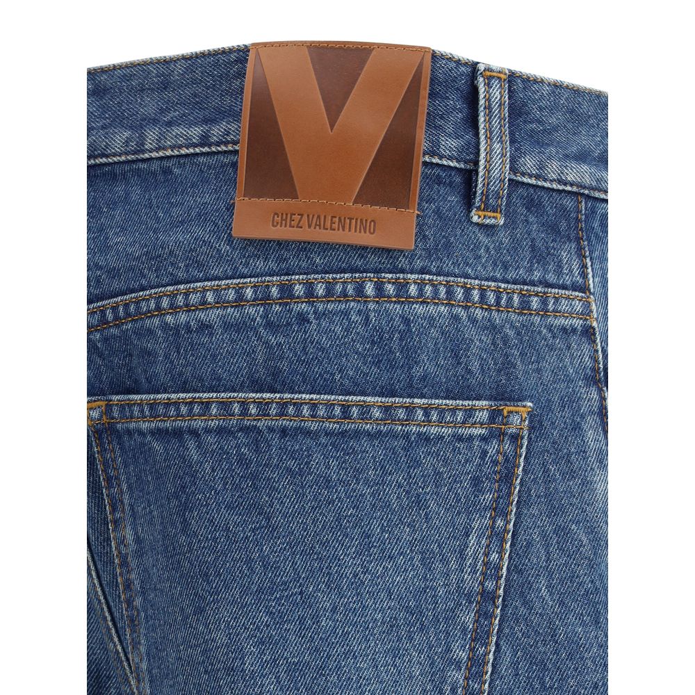 Valentino Blue Cotton Straight-Leg Jeans