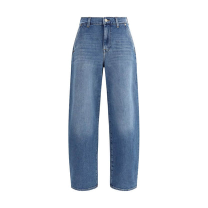 7FOR Light Blue Cotton Relaxed Fit Jeans