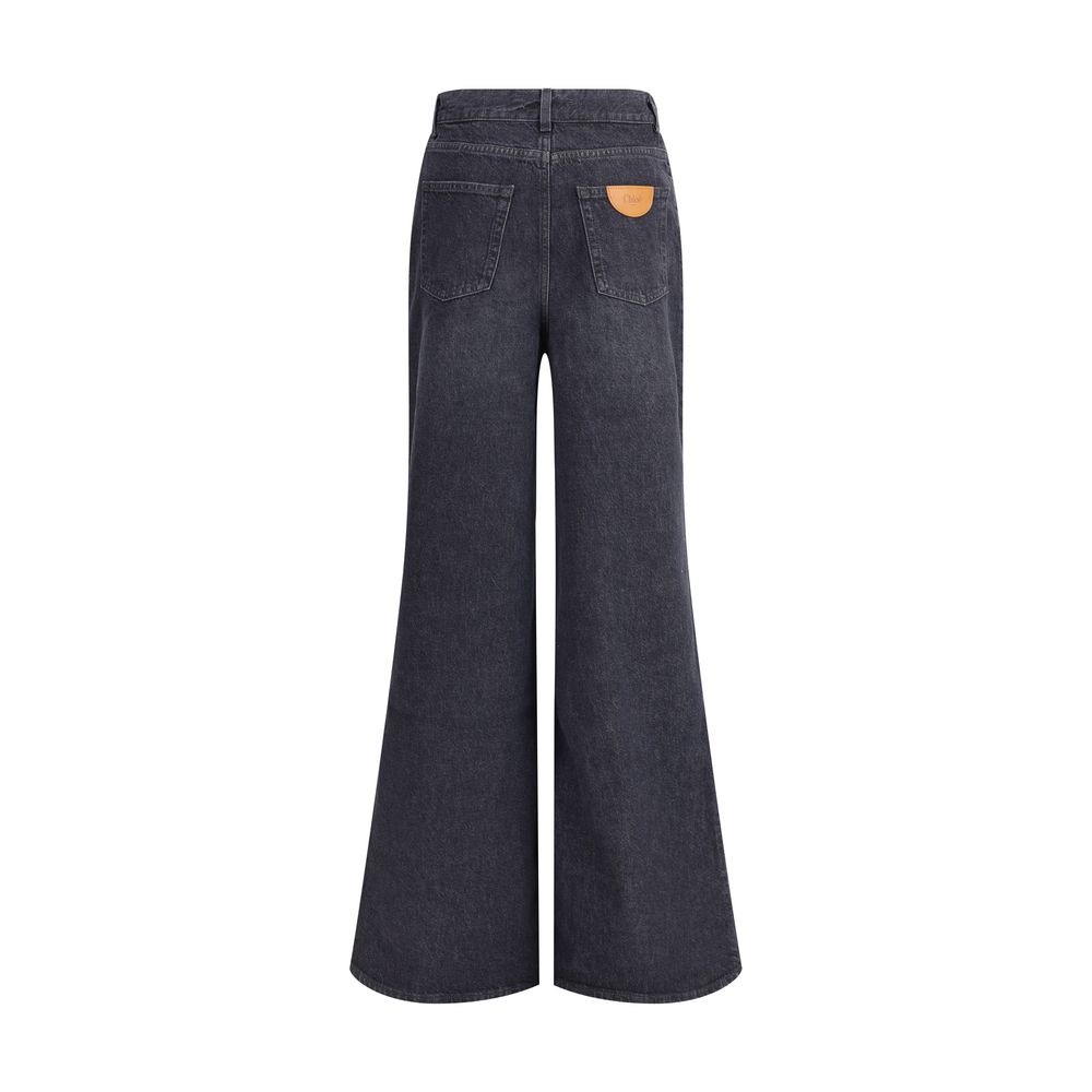 Chloé Black Cotton Flared Jeans