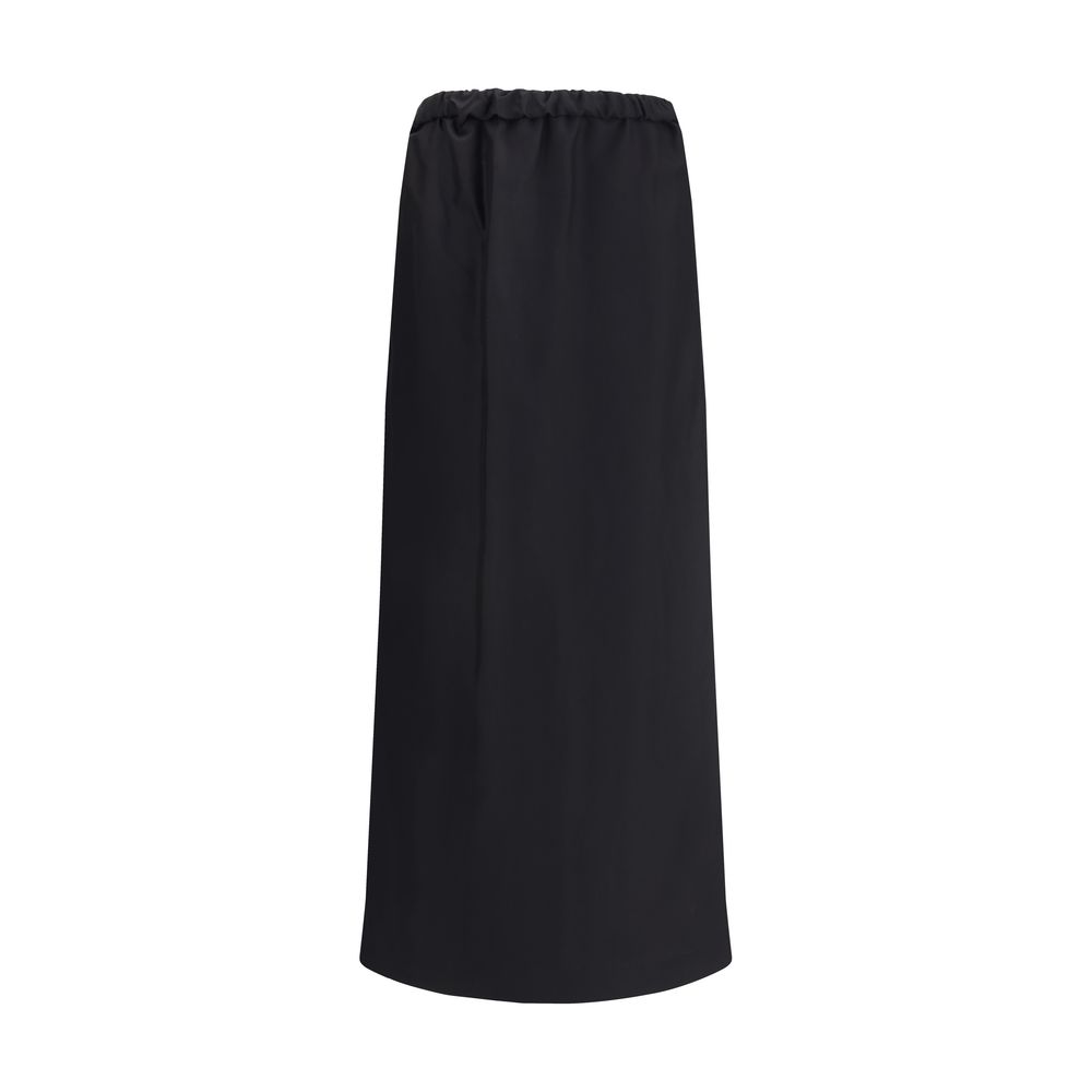 The Row Black Cotton Midi Skirt